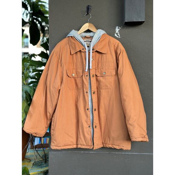 Open Trails Jacket Men’s XL Soft Shell Chore Coat Hooded Snaps Quilted Barn Camp - Picture 1 of 7